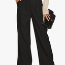 FUNYYZO Wide Leg Pants Women's High Elastic Waisted in The Back Business Work Trousers Long Straight Suit Pants S