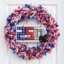 22 inches 250th Anniversary Patriotic Wreath for Front Door, 4th of July Wreath, Red White Blue Decorations American Independence Day Memorial Day Flag Day Indoor Outdoor Decor