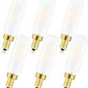 Dimmable T6 LED Frosted Bulbs, 6W E12 Edison Light Bulbs Warm White 2700K,600lm, 60W Candelabra Incandescent Bulbs Equivalent Vintage LED Filament Edison Candle Bulb with Decorative, 6Pack.