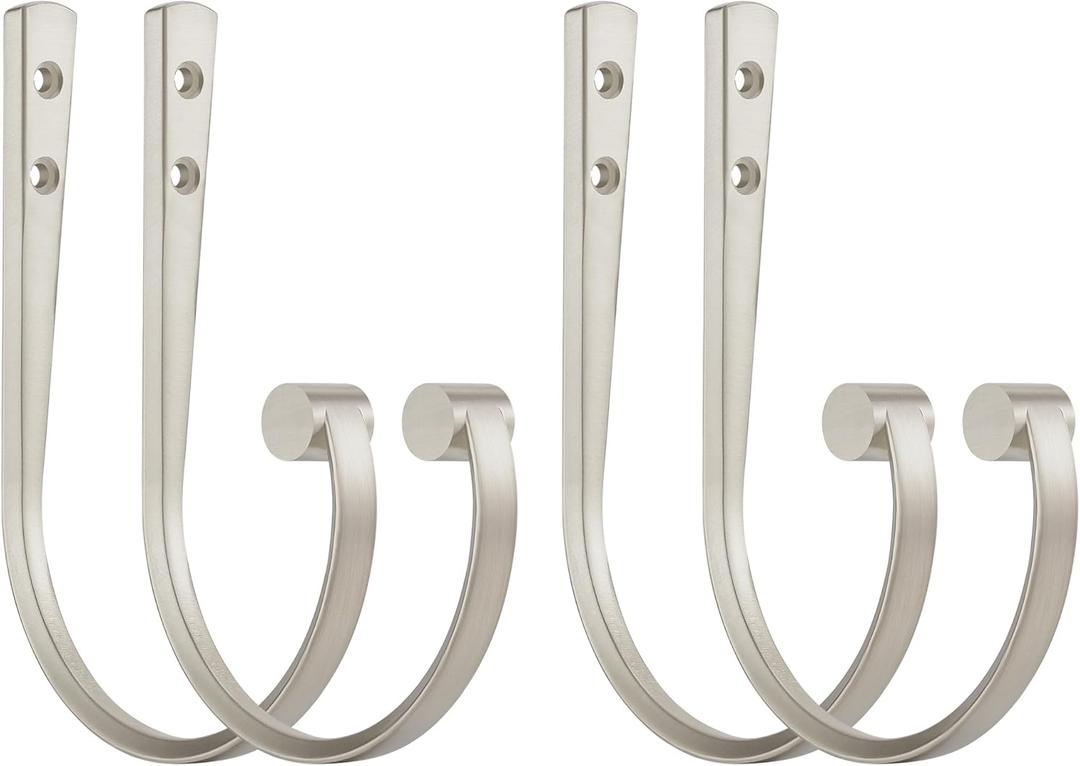Curtain Holdbacks 4pcs,Brushed Nickel Barrel Zinc Alloy Curtain Tiebacks,Wall Mounted Curtain Holders for Drapes.