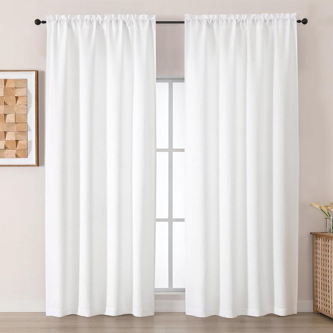 Chyhomenyc White Curtains 96 Inch Length 2 Panels, Light Filtering Textured Soft Airy Curtains for Living Room, Lightweight Farmhouse Brighten up Bedroom Curtain, 50Wx96L Inch, 2PCS Chyhomenyc White Curtains 96 Inch Length 2 Panels, Light Filtering Textured Soft Airy Curtains for Living Room, Lightweight Farmhouse Brighten up Bedroom Curtain, 50Wx96L Inch, 2PCS