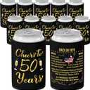 50th Birthday Decorations for Women and Men, Vintage 1976 Birthday Decor, Fifty Year Old Bday Party Supplies, 12 Pcs Neoprene Can Cooler Sleeves for Soda, Beer, Beverage