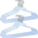 Blue Clothes Hangers 16", 20 Pack Plastic Clear Coat Hanger for Adult Closet, Durable Bling Ganchos de Ropa with Swivel Hook, Notched Shoulders & Ultra-Thin Space Saving Laundry Hanger for Dress Suits