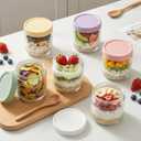 6 pack 16 oz Overnight Oats Containers with Lids, Glass Food Storage Container, Airtight Salad Jars, Mason Jars for Overnight Oats, Yogurt, Oatmeal, Salad, Coffee, Spices