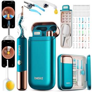 Bebird Ear Cleaner with Camera - 2K HD Wireless Otoscope with Light - 5G WiFi Real-Time Video - Visual Tweezers & Dropper - Easy to Use Flexible Ear Wax Removal Tool Kit for Family - FSA HSA Eligible