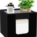 Disposable Face Towel Holder, Acrylic Facial Towels Storage Box Organizer Container for Clean Towels XL, Black Bathroom Organization Home Decor, Black 