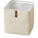 Cube Folding Storage Box With Handle Fabric Storage For Toys Clothes Storage Bins Home Closet Office Nursery Organizer(1pc Beige stripe)