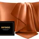INFIIXSO Mulberry Silk Pillowcase for Hair and Skin, Silk Pillow Cases Queen Size Set of 2 with Hidden Zipper 20x30 Inches, Ultra Smooth and Soft Cooling Pillow Cases for Hot Sleepers(Orange, 2 Pack)