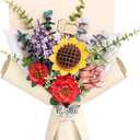 Wowood 3D Wooden Puzzles Flower Bouquet Model Kit Building Set for Adults, Wooden Flower Building Toy Botanical Collection, Creative Gift Idea Home Decor(Sunflower/Red Camellia/Pink Rose/Lilac)