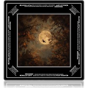 Halloween Mahjong Mat with Rules 31.5x31.5,Mahjong Players Gifts