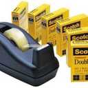 Scotch 665 Double-Sided Permanent Tape with C40 Dispenser, 1/2 inch x 900 inch, 6/Pack