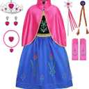 Princess Anna Dress for Girls Frozen Princess Costume Fancy Dress up for Halloween Carnival Snow Party Cosplay