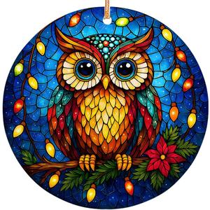 2025 Christmas Owl Ornament - Festive Holiday Tree Decoration, Whimsical Woodland Bird Keepsake Gift