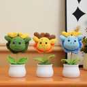 Handmade Crochet Dragon Dashboard Decor - Cute Mini Car Ornament, Knitted Flower & Potted Plant Decor for Home/Office - Perfect Graduation/Birthday/Thank You Gift (Orange Dragon)