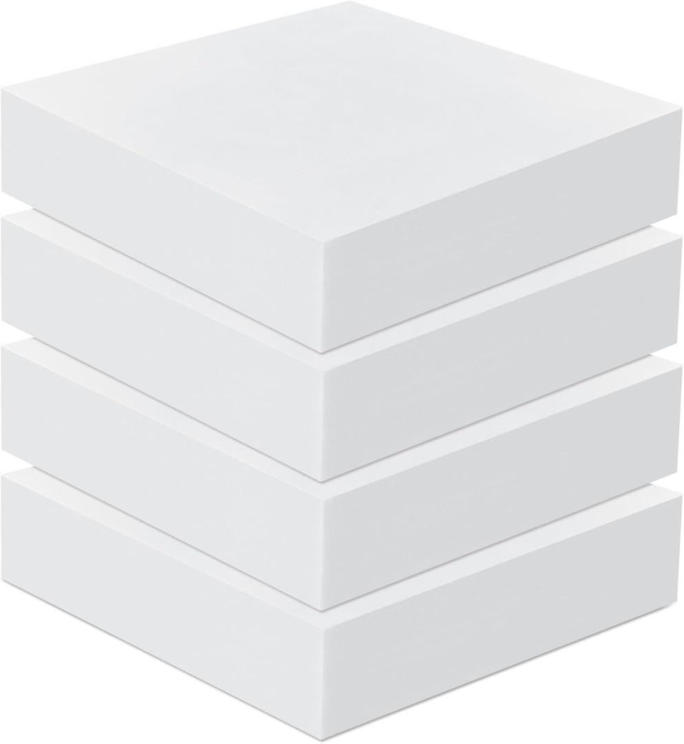 Frienda 4 Pack 6" x 24" x 24" Upholstery High Density Foam Cushion Seat Replacement Square Cut to Size Foam Couch for Patio Furniture Commercial Dinning Chair Couches Benches Padding DIY Projects
