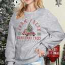 MYHALF Christmas Sweatshirts for Women 2025 Crewneck Christmas Trees Shirts Long Sleeve Xmas Holiday Sweater Tops Lightweight (Gray, XL)