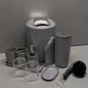 FEILANDUO Bathroom Accessories Sets Complete, 8 Pcs Bathroom Accessory Set with Trash Can, Soap Dispenser, Soap Dish, Toothbrush Holder,Toothbrush Cup,Toilet Brush and Qtip Holders,Vanity Tray (Gray)