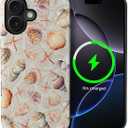 Case for iPhone 16 [Compatible with MagSafe], Matte Soft Silicone + Hard PC Anti-Scratch Shockproof Protective 2-in-1 Case for Women Men - Shell Starfish