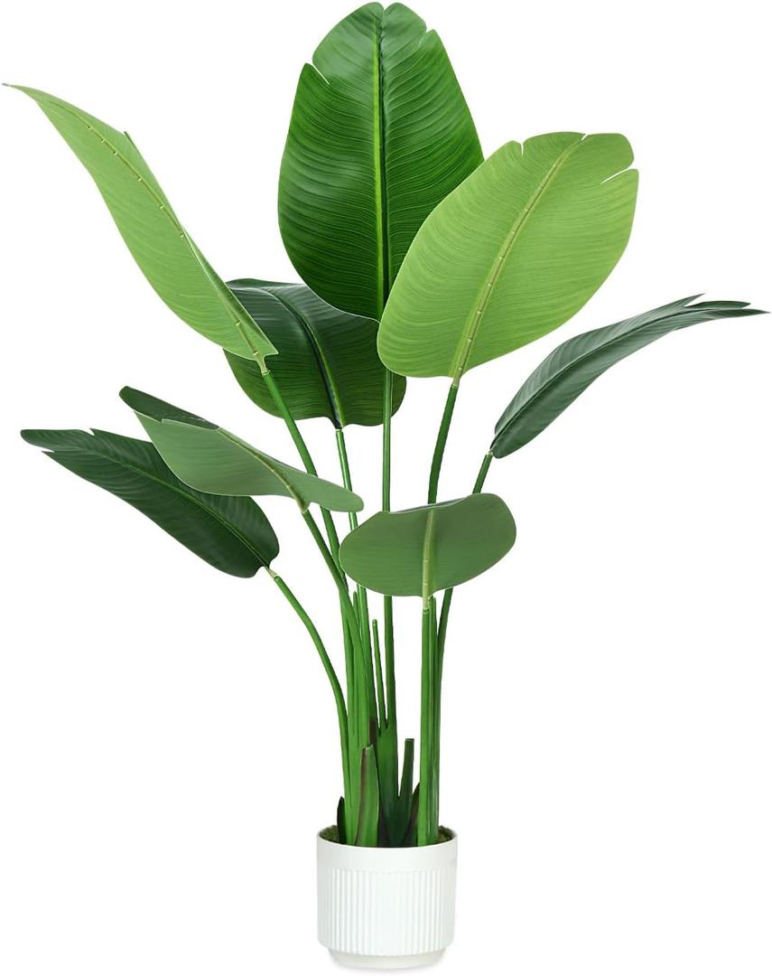 Bird of Paradise Plant Artificial 4ft,Faux Plants Indoor Tall with 8 Trunks - The Perfect Indoor Silk Floor Plant for Home Decor in Living Room, Office, and Bedroom (4FT Bird of Paradise)