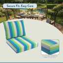 California Umbrella Outdoor Deep Seat, Patio Seat Cushion, 24 x 48 Inch, Premium Outdoor Memory Foam, Fade Resistant, Sunbrella Fabric, Seville Seaside