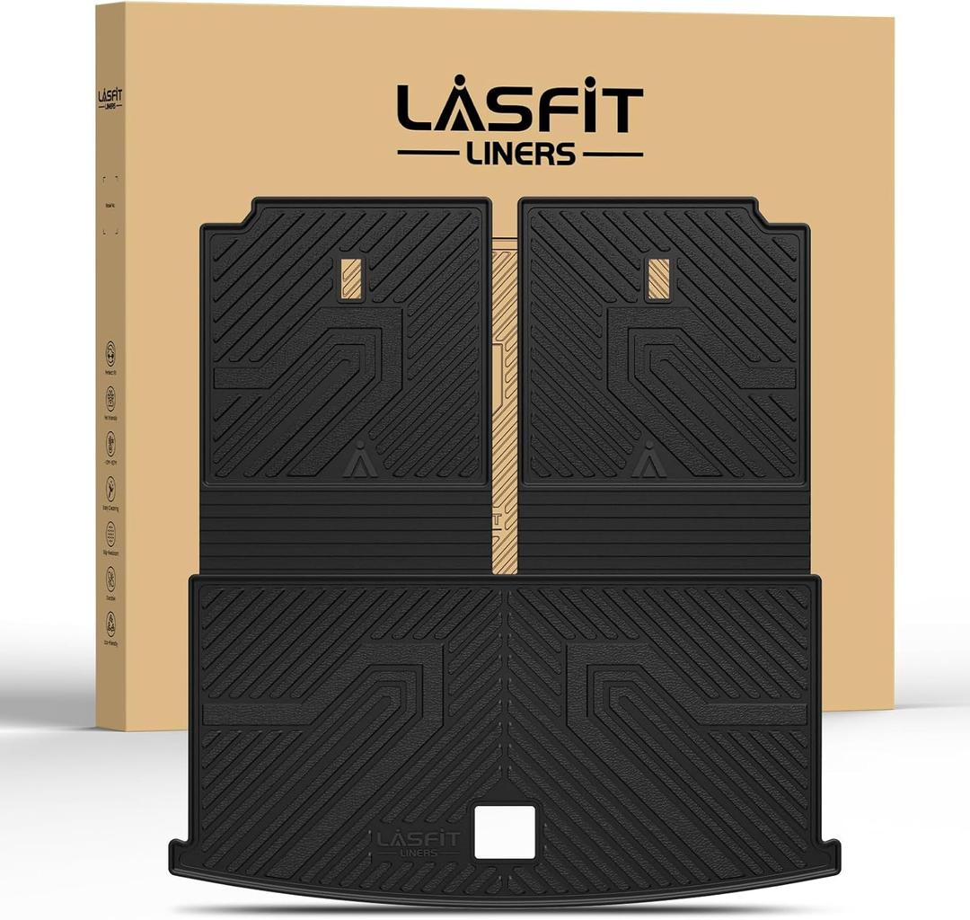 LASFIT Backrest Mat & Cargo Mat for Volkswagen VW Atlas 2018-2026, 2nd Row Bench seat, All Weather TPE Custom Fit Trunk Liners for VW Atlas Accessories Seatback Mats, Black, Easy to Clean LASFIT Backrest Mat & Cargo Mat for Volkswagen VW Atlas 2018-2026, 2nd Row Bench seat, All Weather TPE Custom Fit Trunk Liners for VW Atlas Accessories Seatback Mats, Black, Easy to Clean