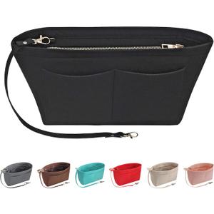 Purse Organizer Insert Felt Purse Insert Bag Organizers Multi Pockets Tote Bag in Bag for Women,Black-L