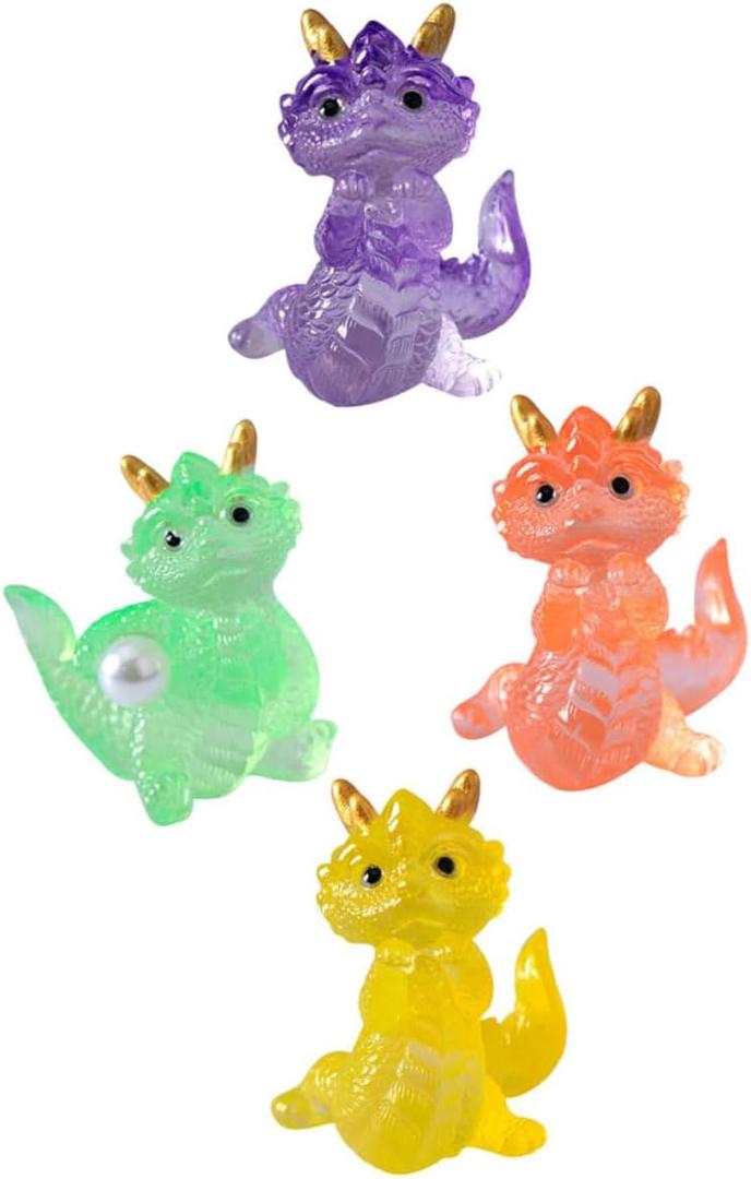 4pcs Chinese Zodiac Animals Dragon Ornaments 2025 Fengshui Statue Chinese New Year Figurine Mini Model Resin Cartoon Accessories