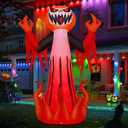 COMIN 8 FT Halloween Inflatables Horror Flame Pumpkin Demon Outdoor Decorations Blow Up Yard with Built-in LEDs for Indoor Party Garden Lawn Decor