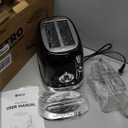 Glossy Black Cute Retro Toaster 2 Slice with 1.58" Wide Slots, Bread toaster with Cover and Warm Rack, Stainless Steel Toaster with Removable Crumb Tray, Preheat, Defrost, Cancel Function