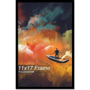 FULDGAENR 11x17 Picture Frame, Black Frames for 11 x 17 Inch Photo Poster Certificate, High Transparency Wall/Tabletop Frame with Horizontal Vertical Display (Black | 11"x17")