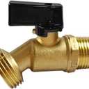 Uenede Brass Garden Hose Bibb Valve, 1/2" NPT MIP Male Inlet to 3/4" GHT Male Outlet, Faucets Spigot with Quarter Turn Ball Valve