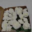 Floroom Artificial Flowers 25pcs Real Looking Ivory Foam Fake Roses with Stems for DIY Wedding Bouquets White Bridal Shower Centerpieces Arrangements Party Tables Decorations