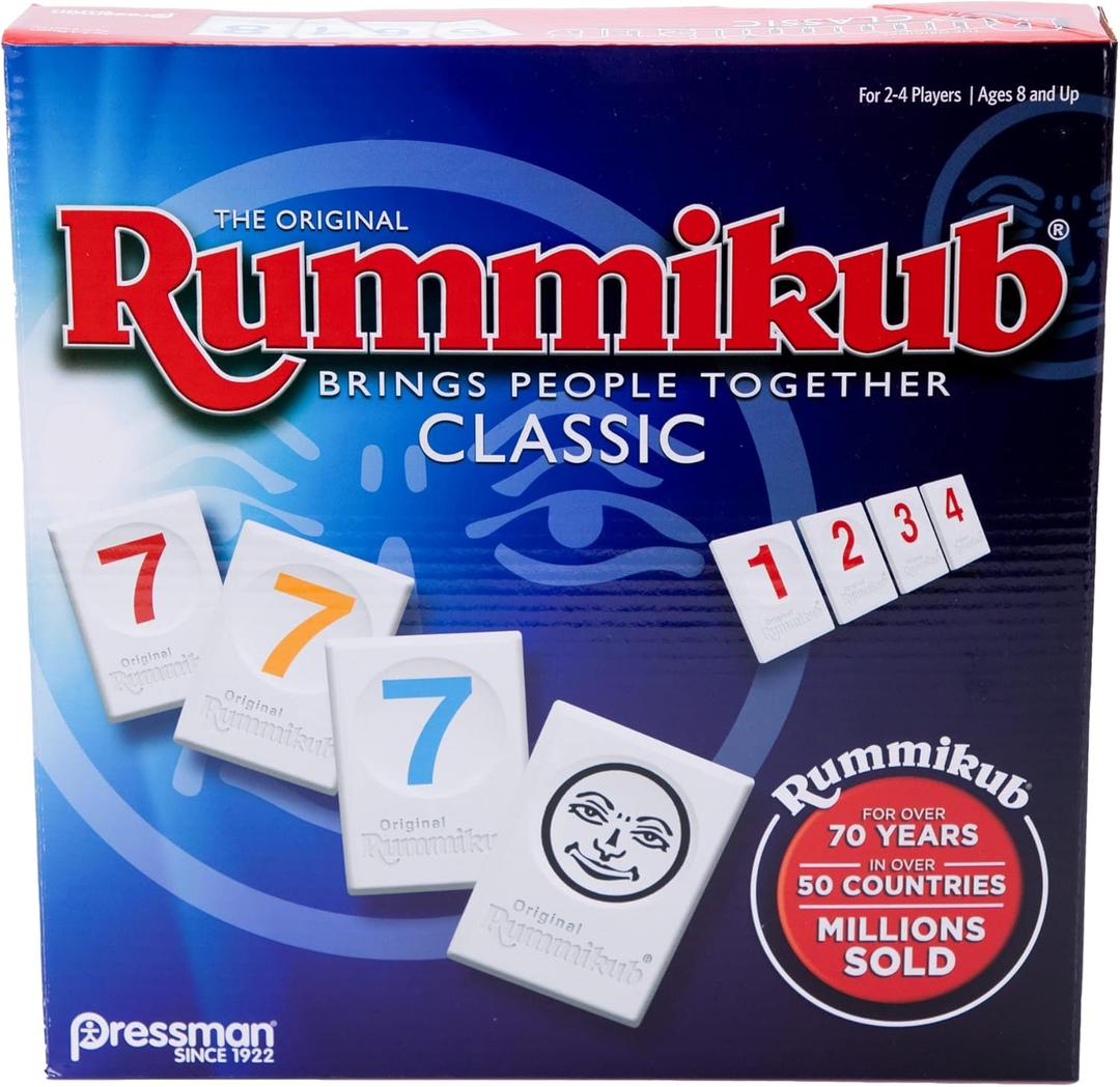 Pressman Rummikub - The Original Rummy Tile Game | Exciting Family Game of Strategy and Luck | Promotes STEM Skills | For Kids, Teens, Adults | 2-4 Players, Ages 8+ (1 Pack)