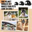 SlowTon Dog Helmet and Goggles - UV Protection Doggy Sunglasses Dog Glasses Pet Motorcycle Helmet Hat with Ear Holes Adjustable Belt Safety Hat for Small Dogs Puppy Riding (Black, S)