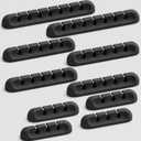 USB Cable Organizer Clips Cord Holder,10 Packs (3-5-7-Slots) Black Self Adhesive Desk Cord Cable Management