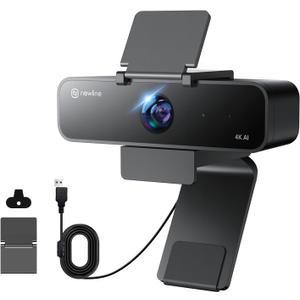4K Webcam with Microphone, AI Presenter Tracking, Gesture Control, 95/78/65 FOV, Plug & Play, PC Camera with Privacy Cover for Laptop, Zoom, Teams