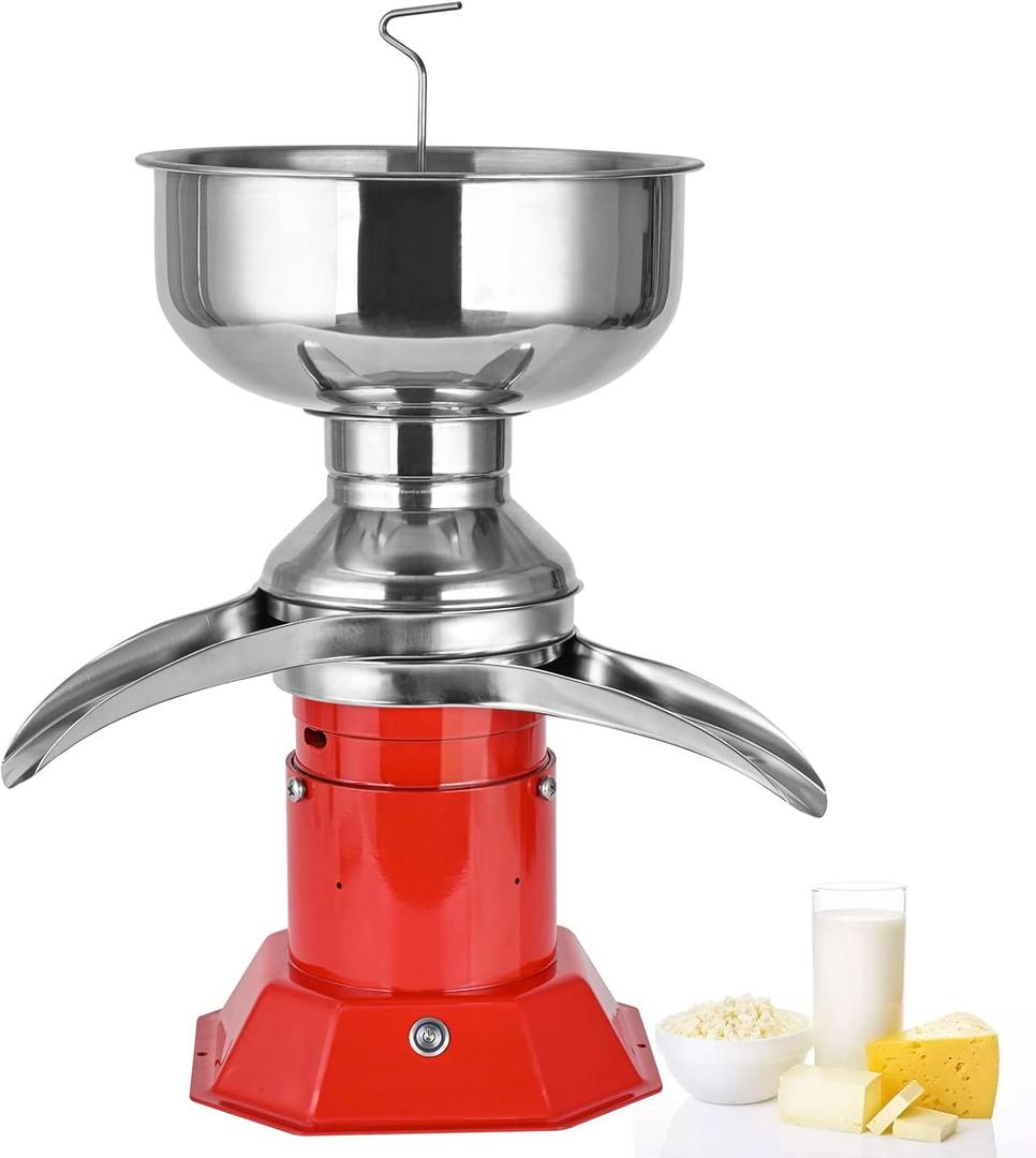 Milk Cream Centrifugal Separator Electric descremadora de leche 100L/H Capacity Cream Maker with 5L 304 Stainless Steel Bowl for Fresh Goat Cow Milk, 110V 100W