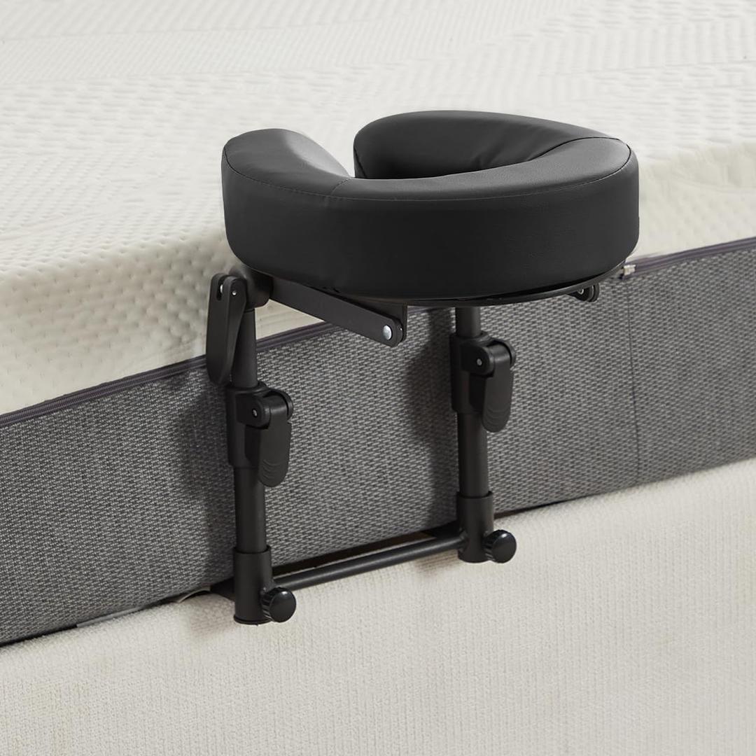 Massage Headrest for Bed, Adjustable Massage Face Cradle at Home, Portable Bed Massage Head Holder, Massage Table Head Rest for Salon Spa, Face Down Pillow After Eye Surgery, Black, 10 inches x 14.5 inches x 4 inches