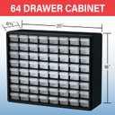 Akro-Mils 64-Drawer Plastic Drawer Storage Cabinet for Garage Organization, Bead Organizer, Building Bricks Storage, Teacher Toolbox, Makeup Organizer, 20" W x 6" D x 16" H, 10164 Black