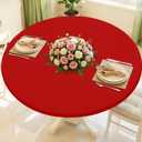 Round Spandex Tablecloth, Elastic Fitted Waterproof Tablecloths for 25"-30" Tables, Stretch Washable Picnic Table Cover for Camping, Dining, Indoor and Outdoor, Red