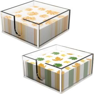 Rubtlamp 2Pcs Acrylic Napkin Holder Bathroom - 0.2Inch Thickness Acrylic Guest Towel Napkin Holder - Hand Towel Tray for Kitchen, Parties, Weddings, Party, Hotel, Restaurant (Clear, 5.5X5.5X2.5)