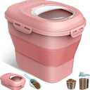 Portable Cat Litter Storage Container, 20 Lbs Capacity, Rolling Wheels, Pink (Medium, 20, Pound)