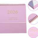 NUOBESTY Desk Calendar 2026 Small Office Desk Calendar 18 Month Standing Flip Monthly Planner for Home School Pink 19x16.5cm