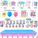 3 x 131pcs 6 7 Birthday Decorations, 67 Birthday Decorations | 6 7 Birthday Theme Set: Banner,Tablecloth,Cake Topper,Cupcake Toppers,Balloons,Cups,Napkins,Plates & Forks