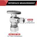 20-Pack EFIELD Angle Stop Valve 1/2" Nominal (5/8" OD) Compression x 3/8" OD, 1/4-Turn, Chrome Plated,(VALVE116-20PCS)