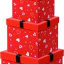 Epakh 4 Pcs Valentines Nesting Gift Boxes with Lids Holiday Gift Boxes Assorted Sizes for Valentines Day Presents Flower Birthday Bridesmaid Wedding Christmas Party Favor(Classic)