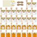 BIGIVACA 2 oz Hexagon Mini Glass Honey Jars with Wood Dippers,30 Pack Small Honey Jars with Gold Lids,Bee Pendants,Jutes,35 Bee Stickers,Perfect for Baby Shower,Wedding Favors,Party Favors