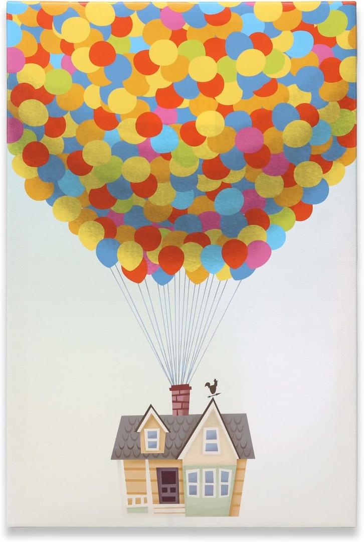 Open Road Brands Disney Pixar Up House and Balloons Gallery Wrapped Canvas Wall Decor - Large Up Canvas Wall Art for Kids' Bedroom, Nursery or Home Decor (Yellow), Size: 15.25" W X 22.875" H X 1" D