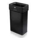 CLOROX 13 Gallon Trash Can - 50L Slim Open Top Garbage Bin for Commercial Spaces, Kitchen, Office - Narrow Rectangular Black Stainless Steel Body with Hinged Rim Protection