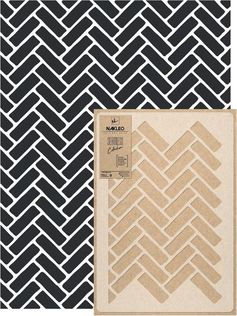 NAKLEO Wall Painting Stencil Large Size, 23,2x37,4 Herringbone Brick Chevron Reusable Plastic Template, Geometric Pattern Wallpaper, DIY Home Decor Craft Wood Floor Furniture